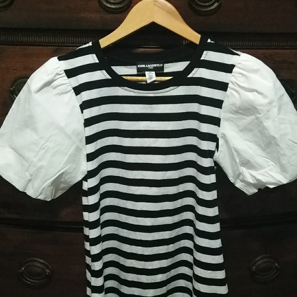 Karl Lagerfield Striped/Puffy Sleeves Shirt